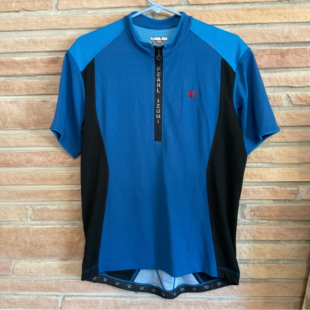Men’s IQ Pearl Izumi Half Zip Short Sleeve Cycling Shirt Blue Large